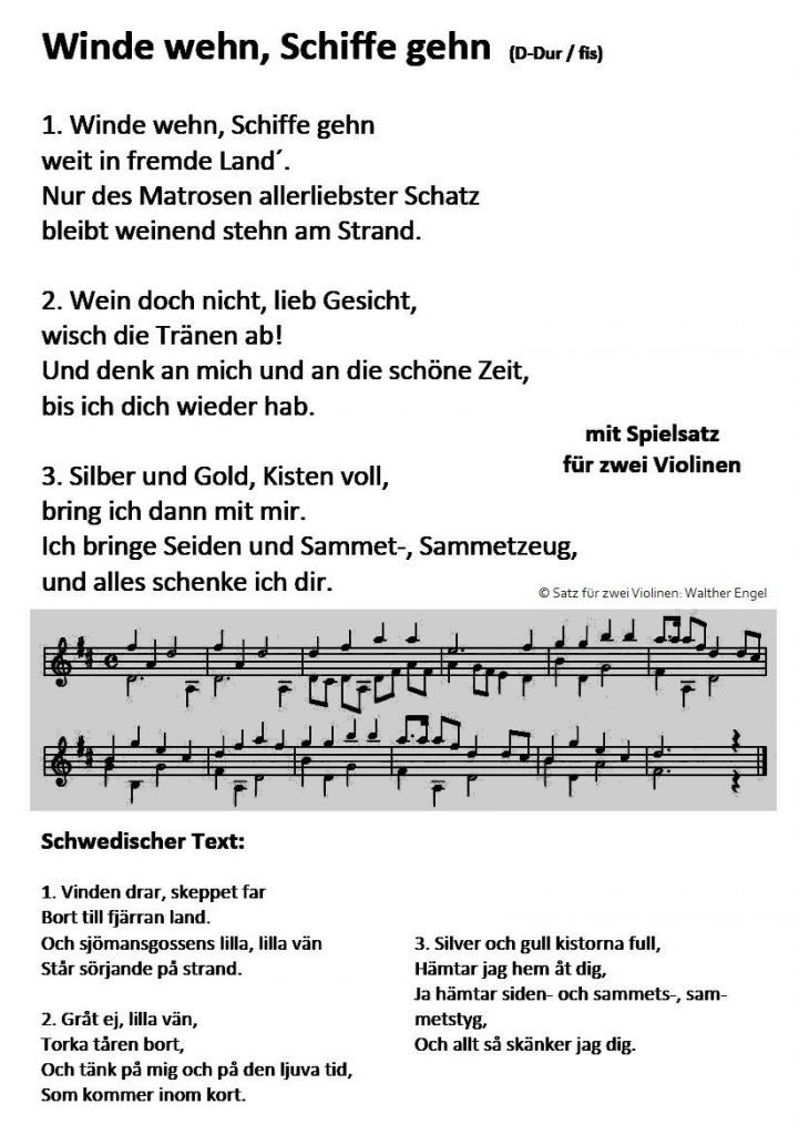 Winde wehn Satz 2 Violinen