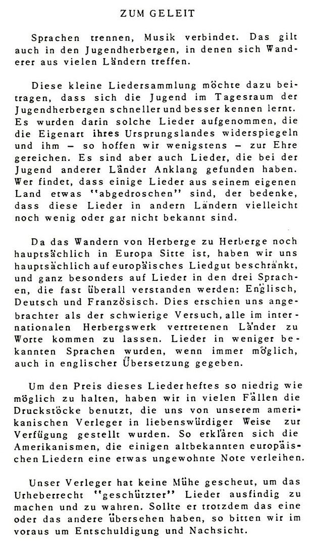 Lieder Songs Chansons 1959 Zum Geleit Lieder Songs Chansons 1959 Zum Geleit