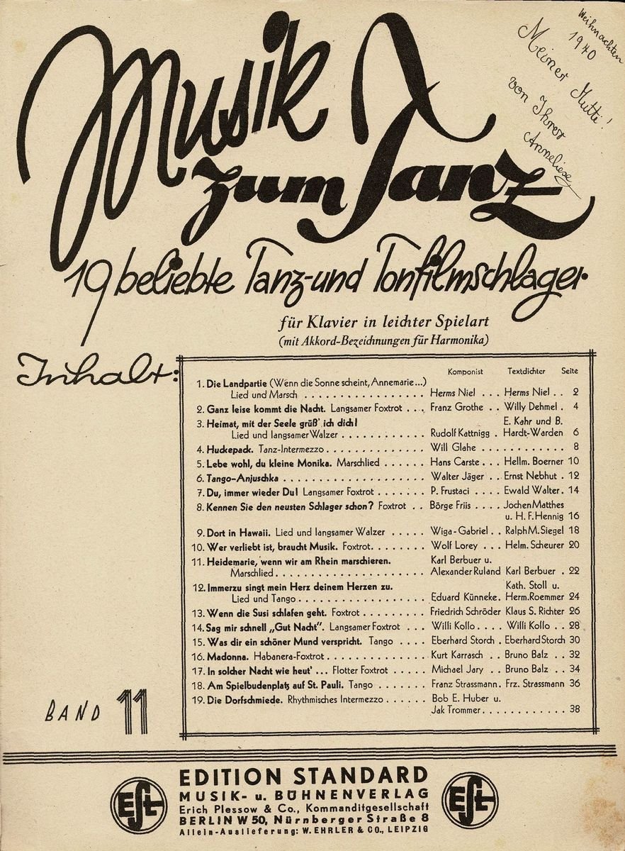 Musik zum Tanz für die Jugend 11 Inhalt