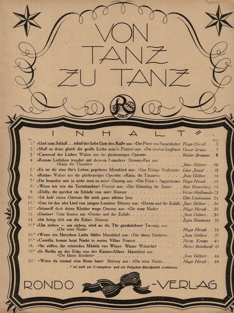 Von Tanz zu Tanz 1924 02 Inhalt Von Tanz zu Tanz 1924 02 Inhalt