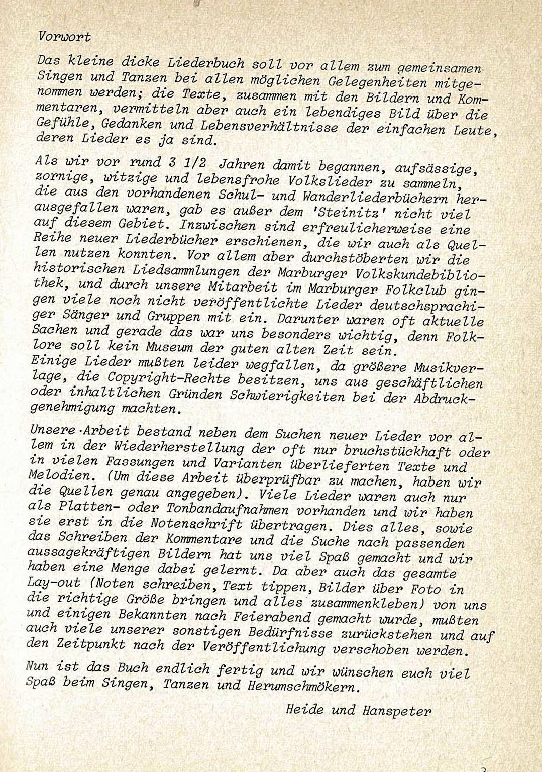Das kleine dicke Liederbuch Vorwort