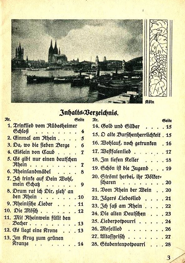 Rüdesheimer Schloss Liederheft Inhalt Rüdesheimer Schloss Liederheft Inhalt
