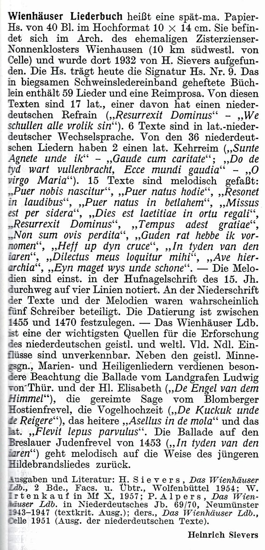 Sievers MGG Wienhäuser Liederbuch