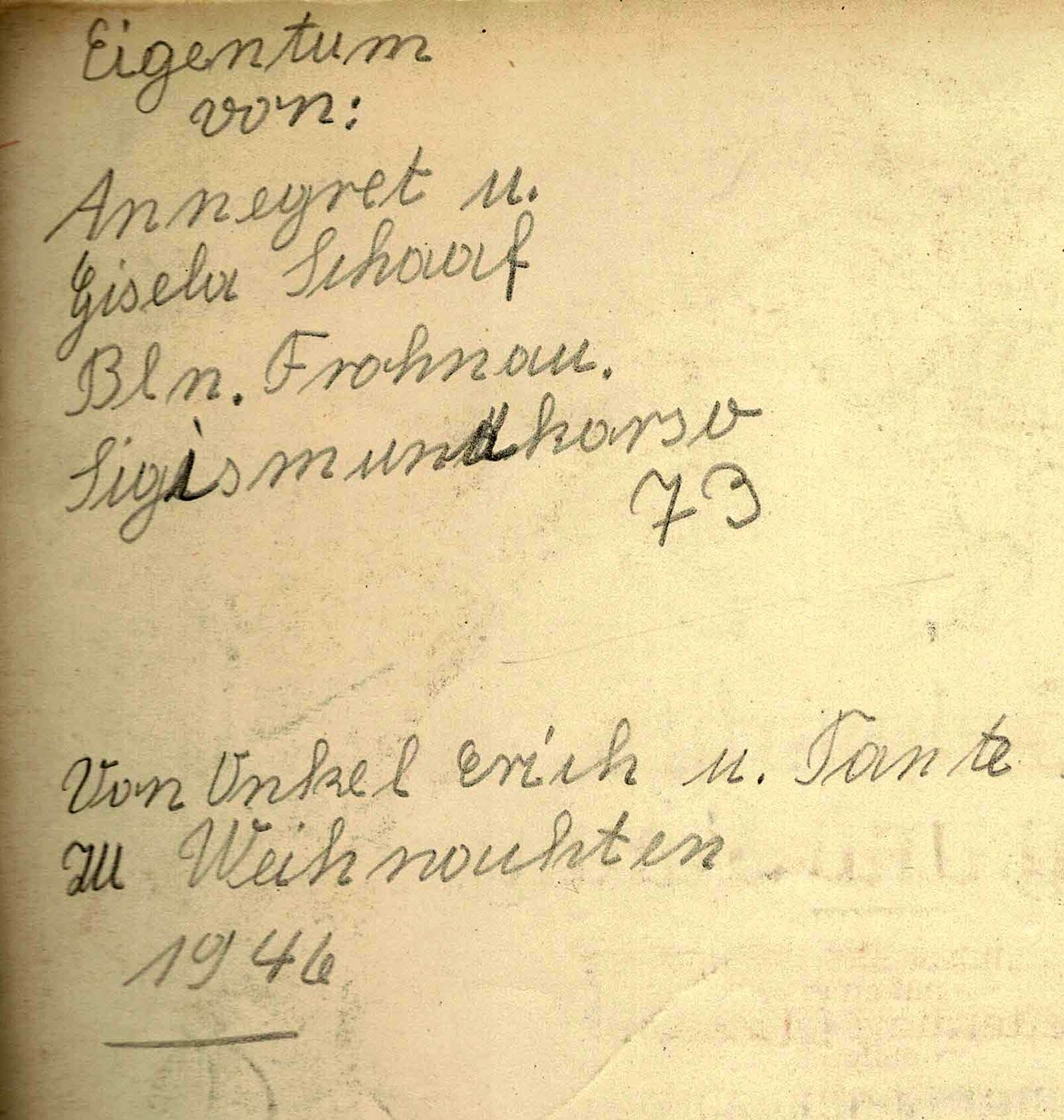 Weihnachts Sang und Klang Handschrift Eintrag