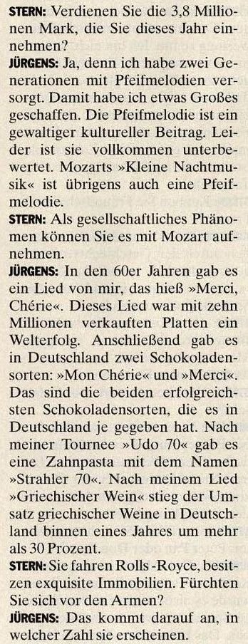 Jürgens Udo Interview SternTV 93 Ausschn