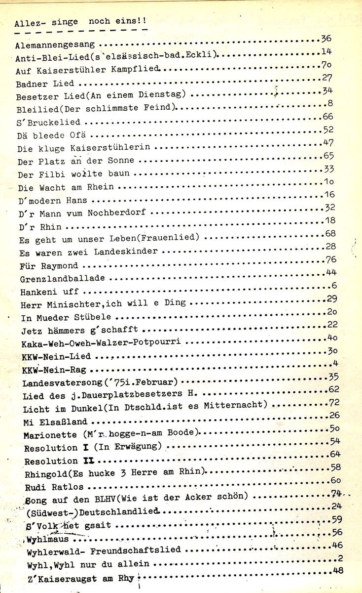 Die Lieder aus Wyhl Inhalt