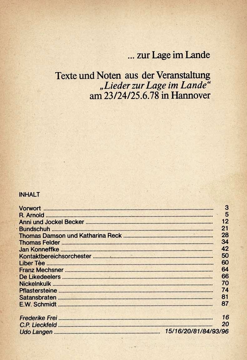 Lieder zur Lage 1978 Lieder zur Lage 1978