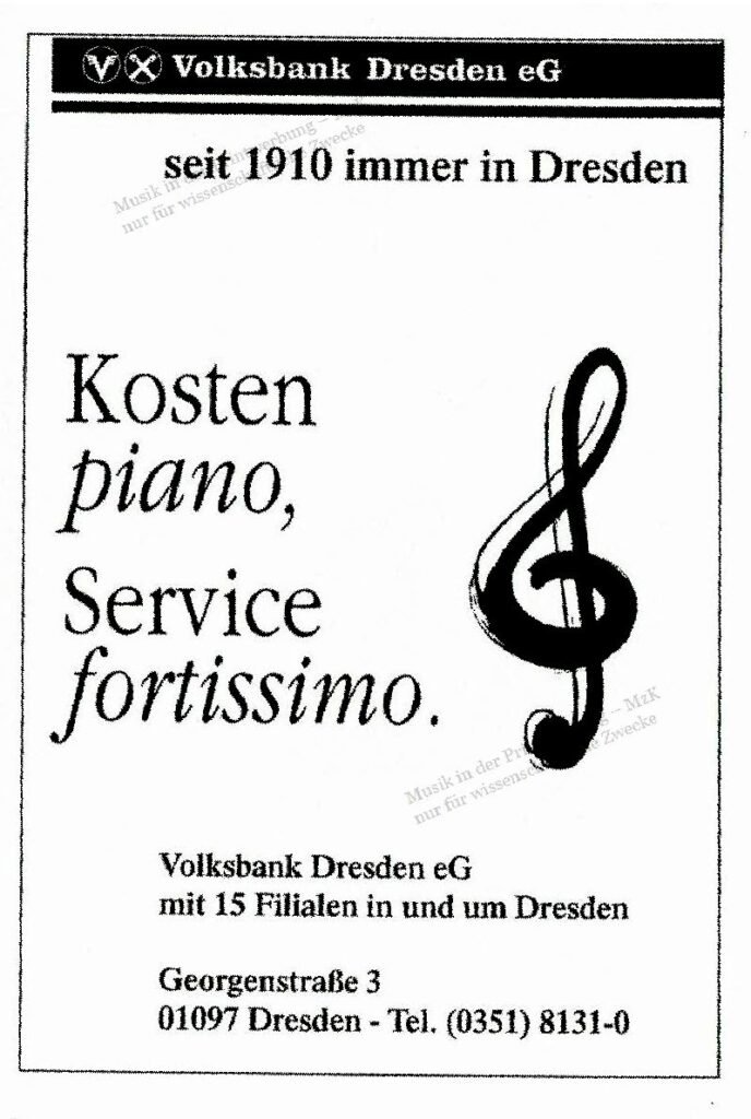 Volksbank Dresden Notenschlüssel applaus 4 1996