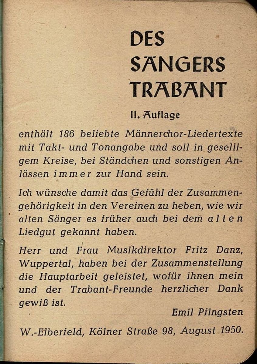 Des Saengers Trabant 2 Aufl Vorwort
