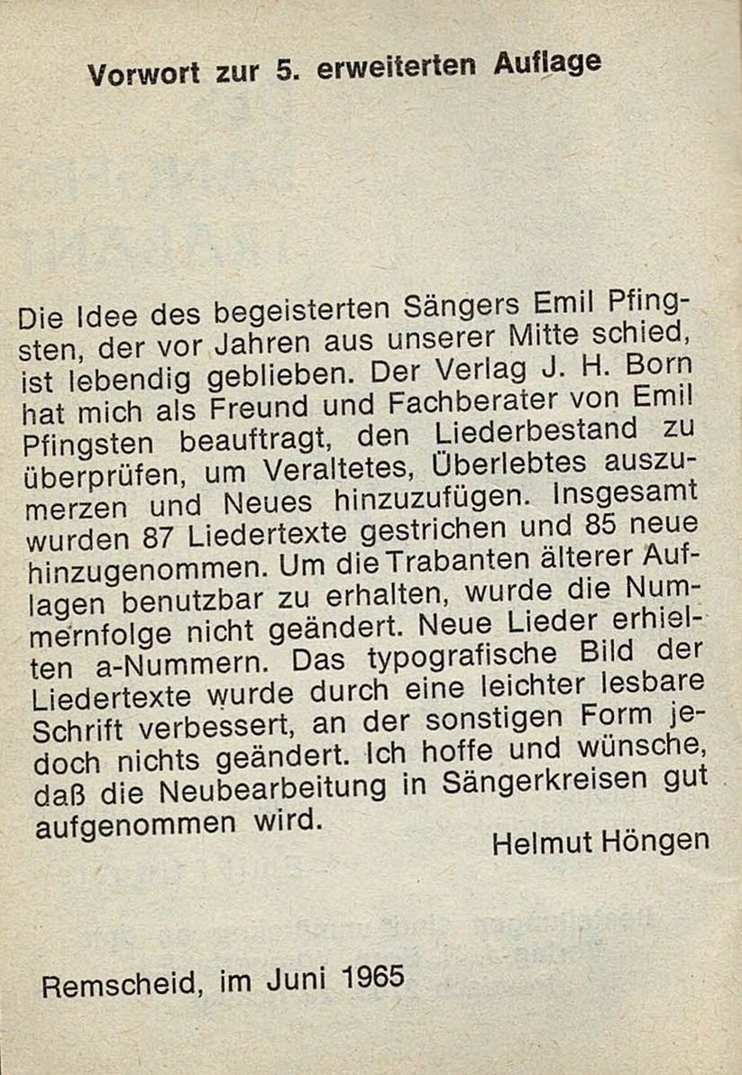 Des Saengers Trabant 5 Aufl Vorwort