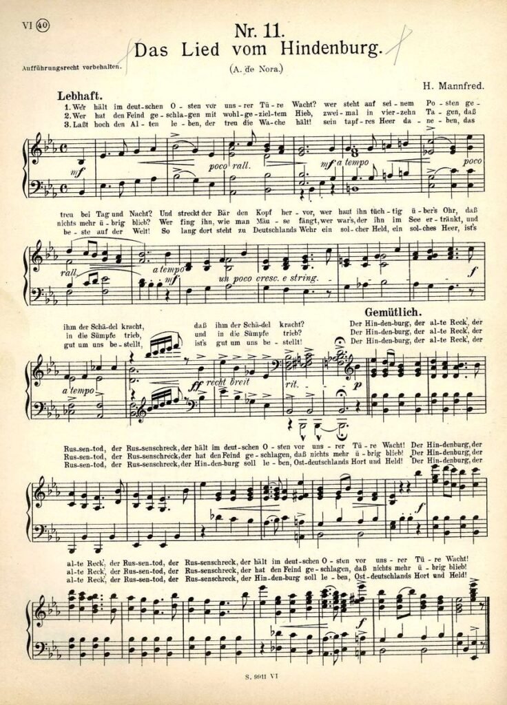 Das Lied vom Hindenburg Schwert und Leier S VI 40