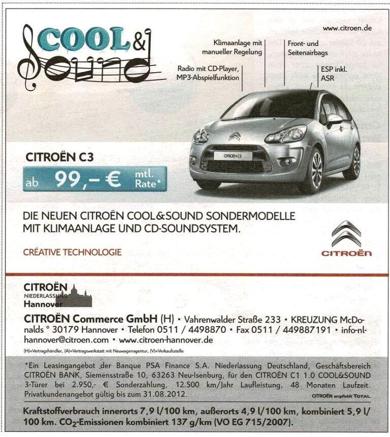 Citroen Noten HAZ Beilage Anpfiff 10 8 2012