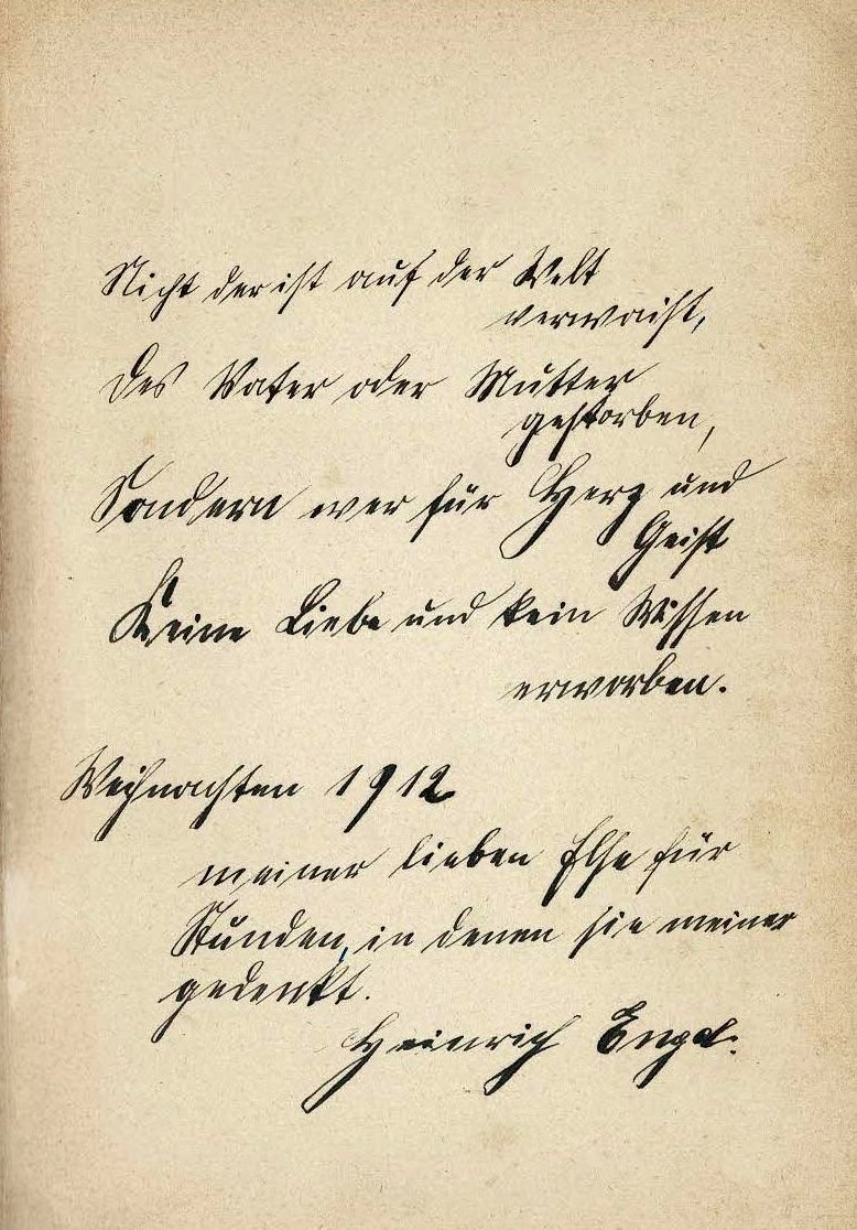 Hausbuch deutscher Lyrik 1910 Widmung
