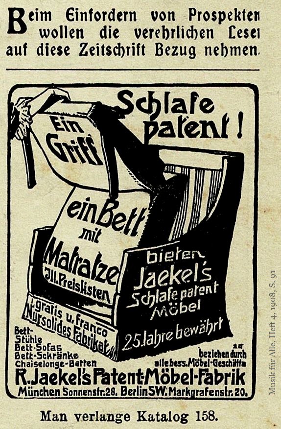 1908 Musik fuer Alle Heft 4 91 Schlafe patent 1908 Musik fuer Alle Heft 4 91 Schlafe patent
