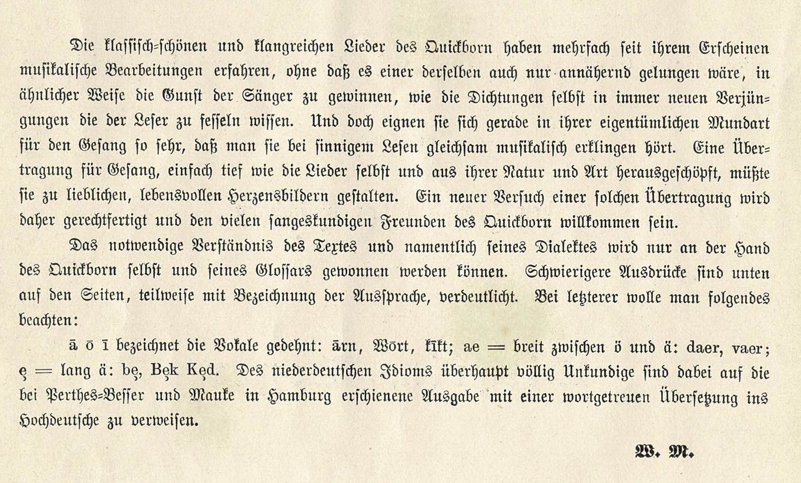 Quickborn Lieder Vorwort von Wilhelm Meyer