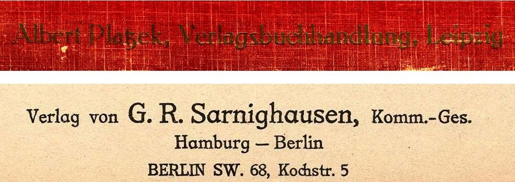 Zwei Verlagsangaben Zwei Verlagsangaben