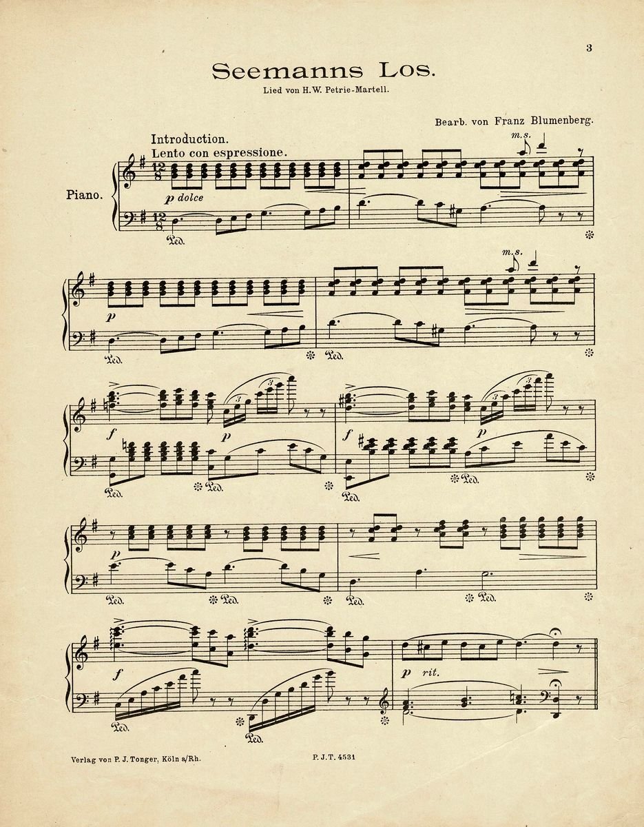1897 Des Seemanns Los Klavier Transkription