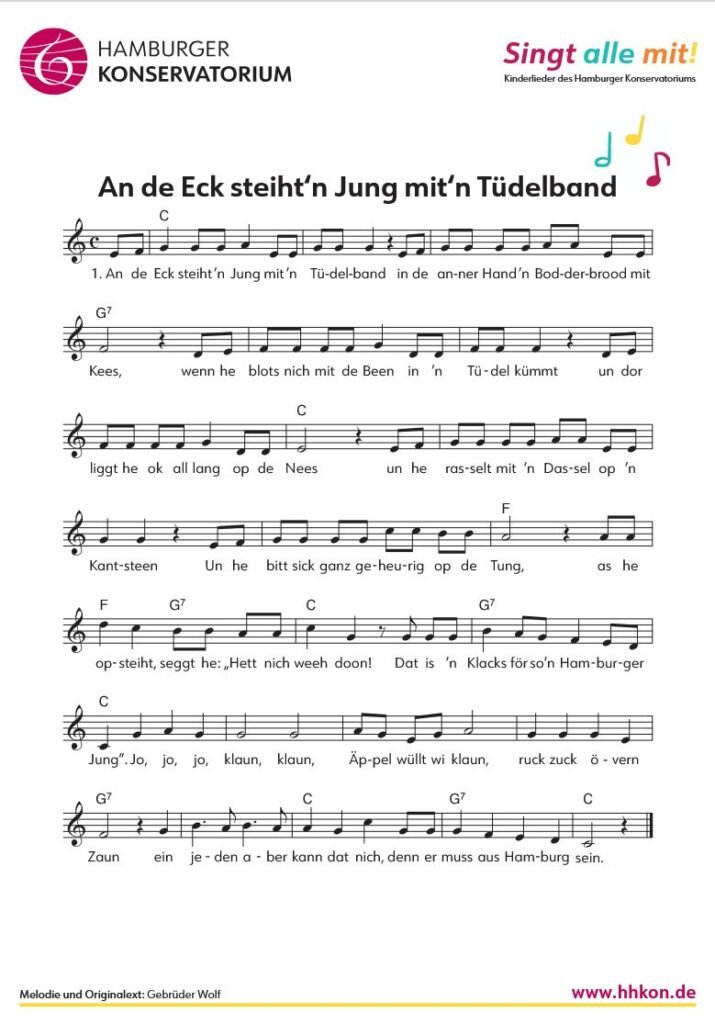 An de Eck steiht n Jung mit n Tüdelband