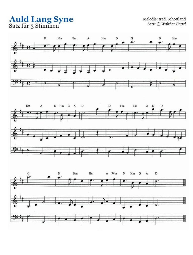 Auld Lang Syne Satz Engel