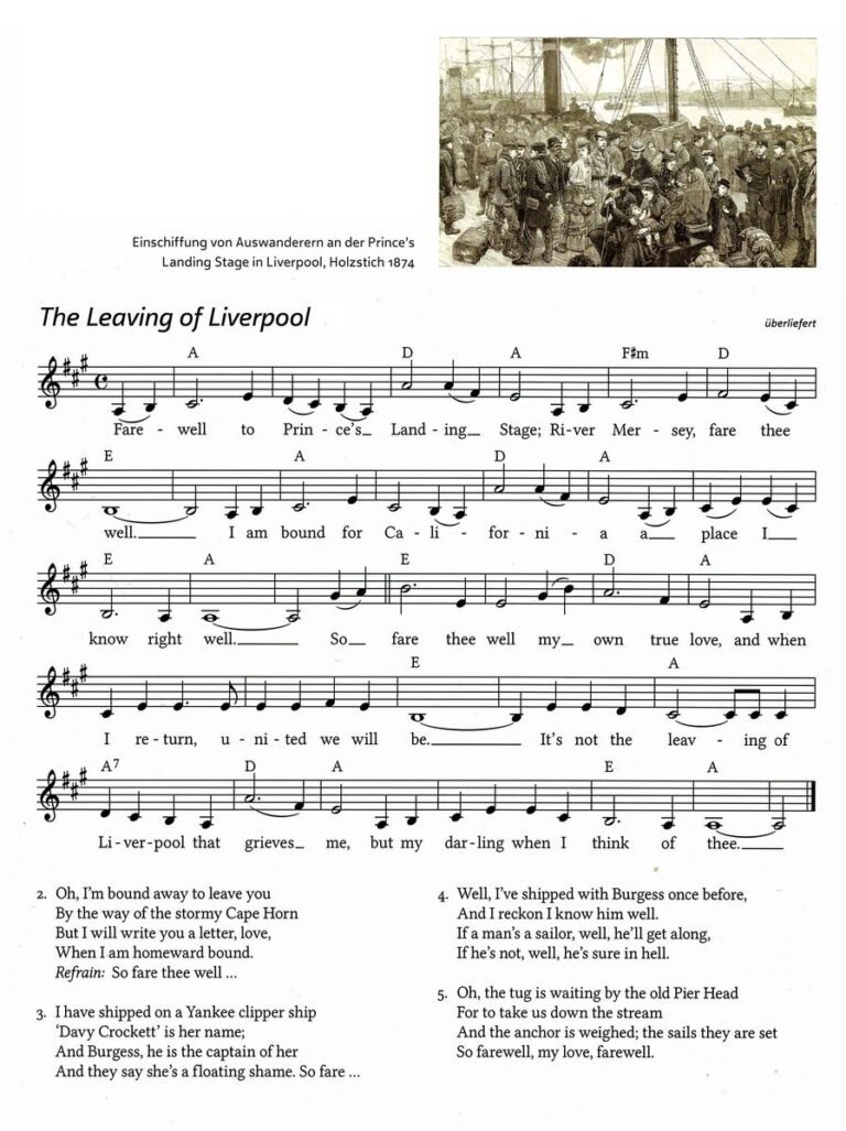 The Leaving of Liverpool Melodie und Text