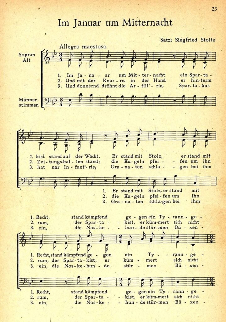 Im Januar um Mitternacht Chorsatz Stolte