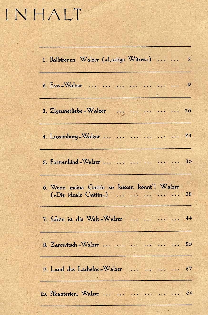 Zehn berühmte Walzer Lehar Inhalt