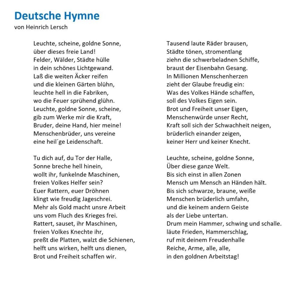 Deutsche Hymne Lersch Text