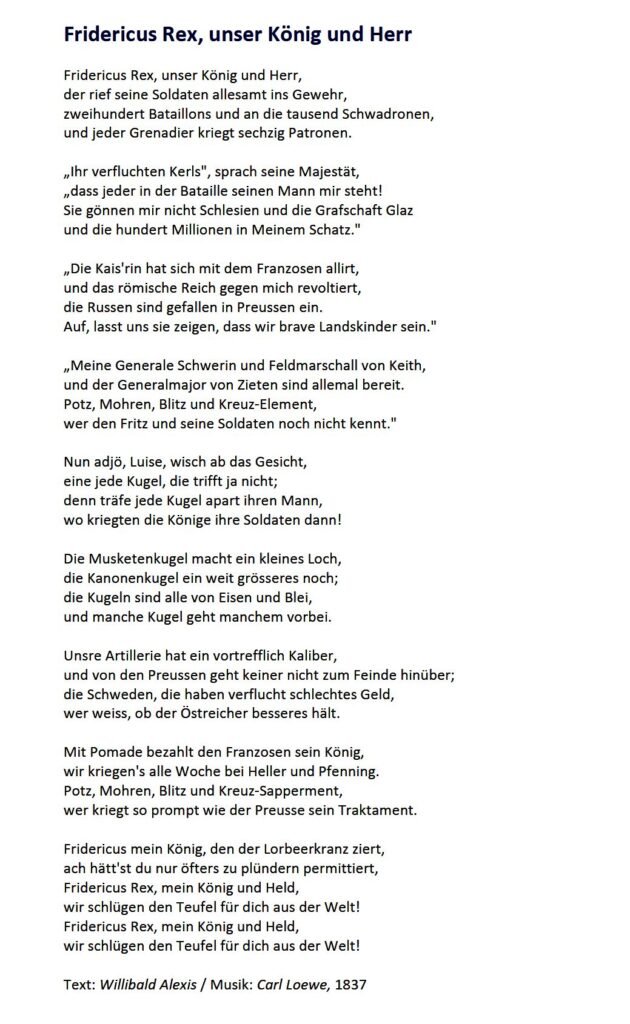 Fridericus Rex König und Herr Loewe
