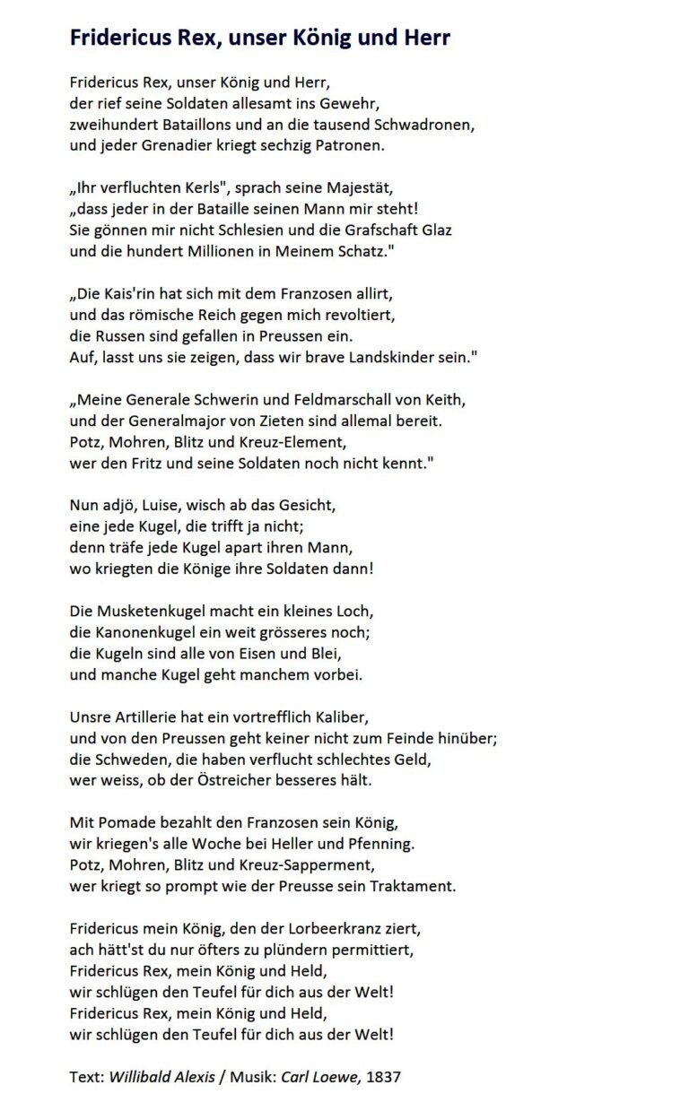 Fridericus Rex König und Herr Loewe