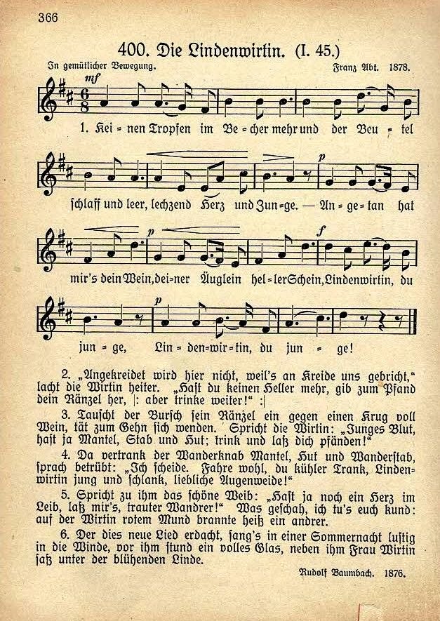 Die Lindenwirtin Kommersbuch 400