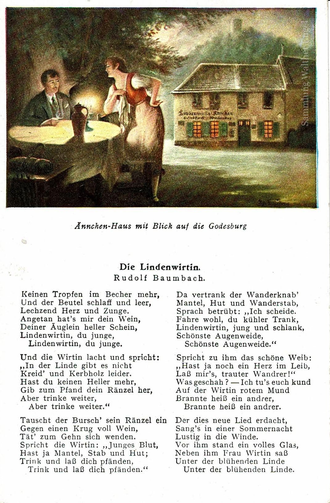 Die Lindenwirtin, Liedpostkarte, ungelaufen