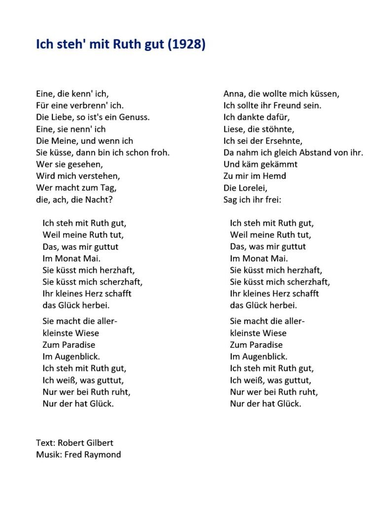 Ich steh mit der Ruth gut