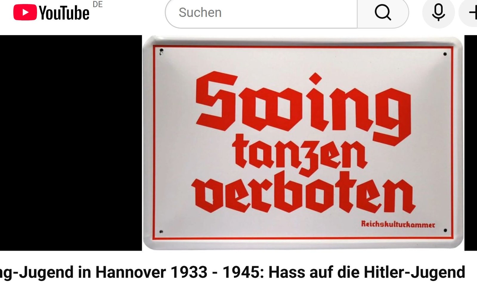 Screenshot YouTube Beitrag zur Swing Jugend Screenshot YouTube Beitrag zur Swing Jugend