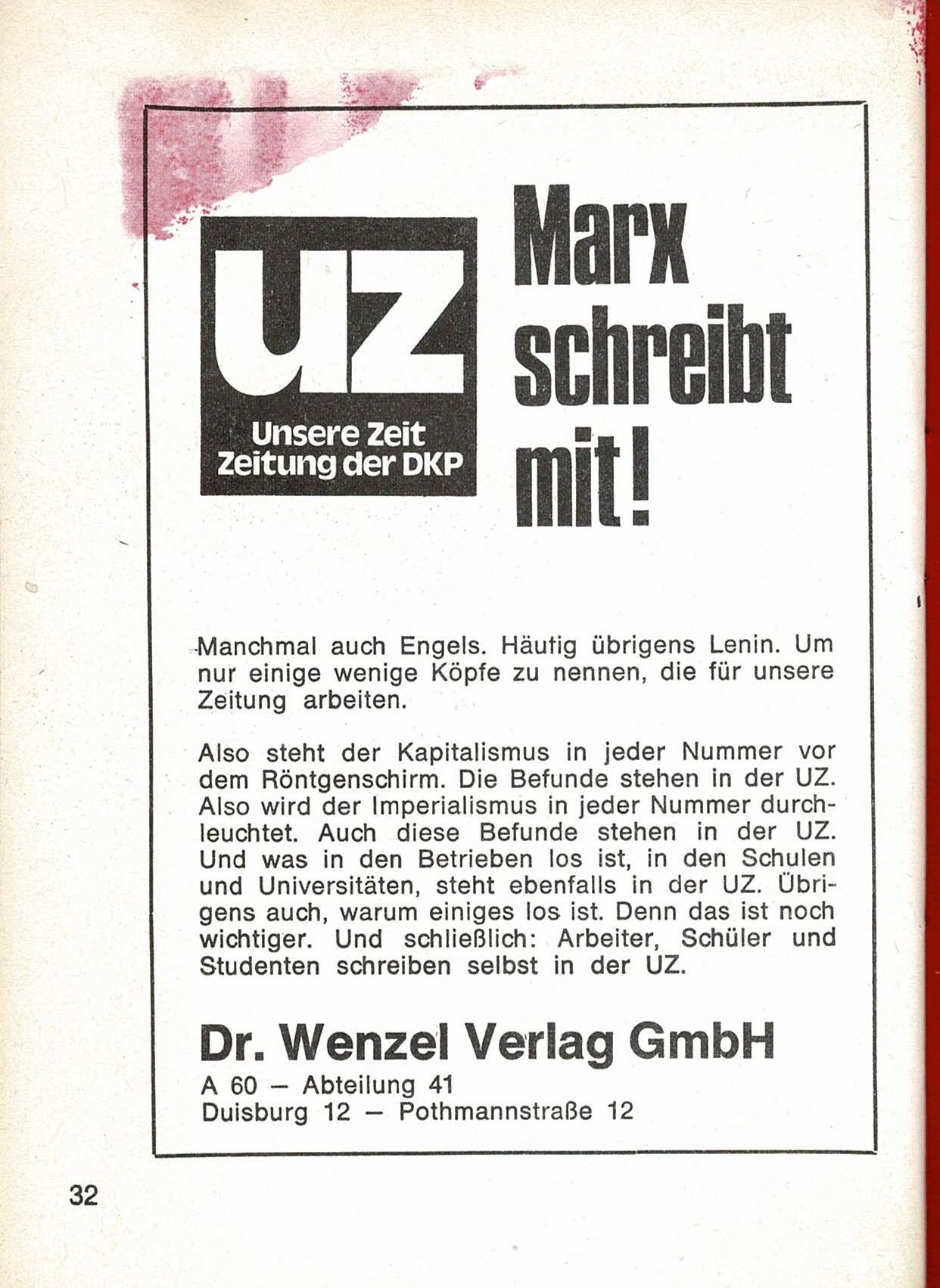 Vorwärts Rote Reihe 1 S 32 a