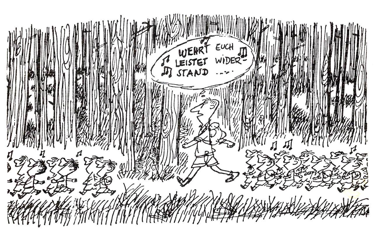 Wehrt euch Karikatur Rückseite Wehrt euch Karikatur Rückseite