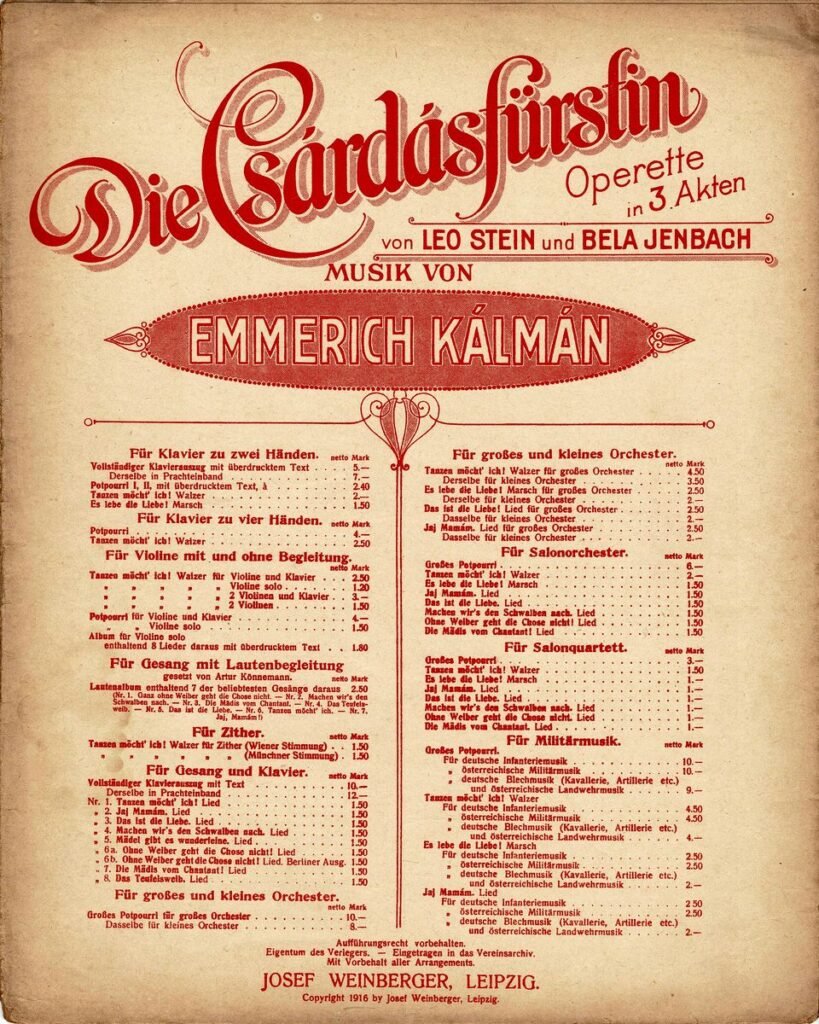 1916 Die Csardasfürstin Pot1 Titel