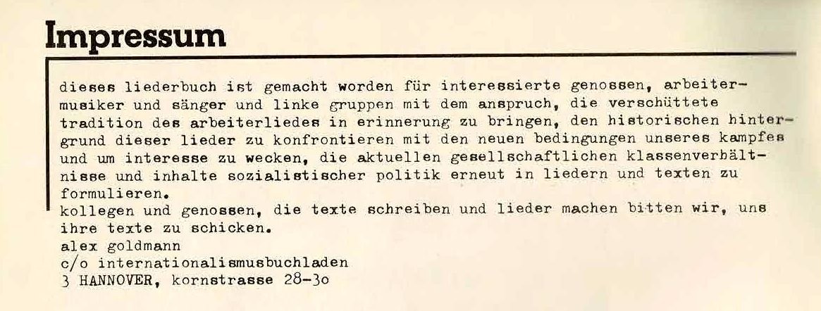 Arbeiter und Freiheitslieder Impressum Arbeiter und Freiheitslieder Impressum