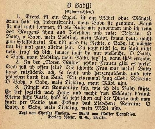 O Baby Amberg 1923