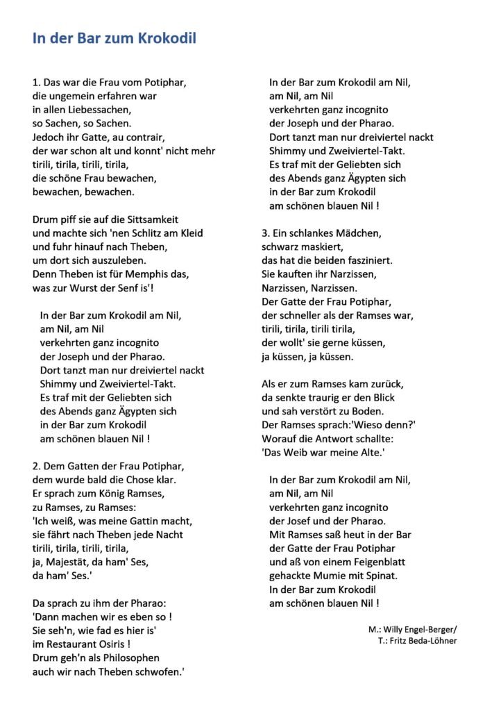 In der Bar zum Krokodil Text