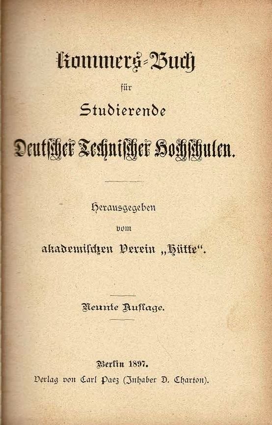 Kommersbuch 1897 Innentitel Kommersbuch 1897 Innentitel