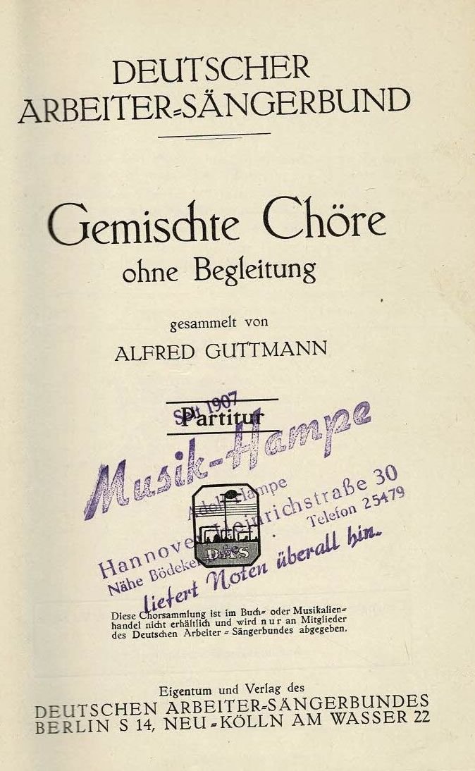 Chorsammlung des DAS Innentitel Chorsammlung des DAS Innentitel